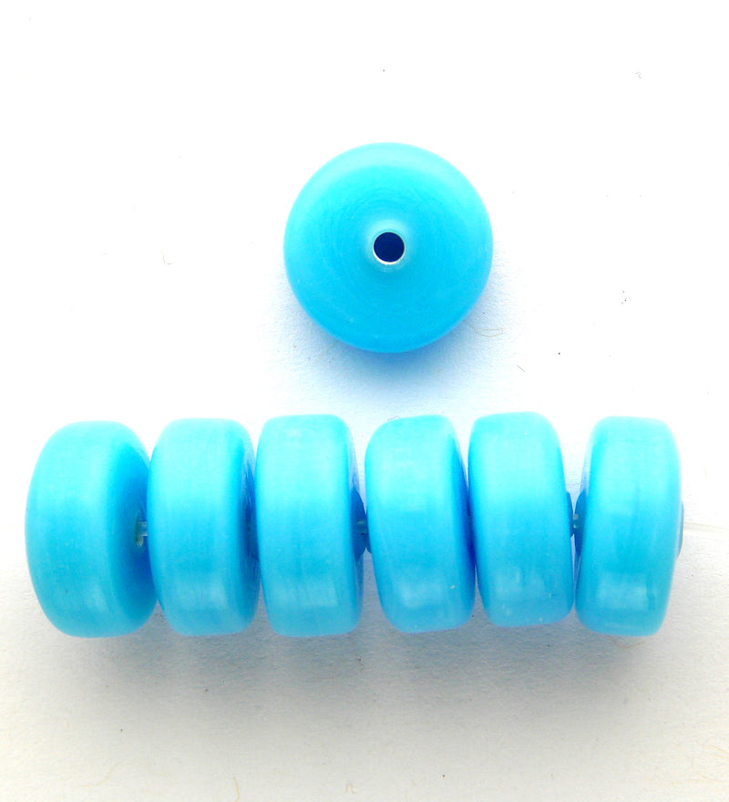 20 x Washer Glass Beads 12mm ~ Sky Blue