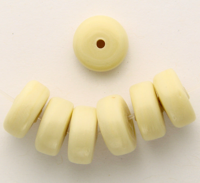 20 x Washer Glass Beads 12mm ~ Dark Cream