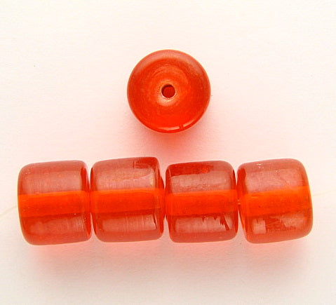 10 x Drum Glass Beads 12mm ~ Transparent Orange