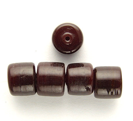 10 x Drum Glass Beads 12mm ~ Garnet-Dark Reddish Brown