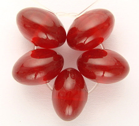 10 x Donut Glass Beads ~ 15x10mm ~ Transparent Cranberry