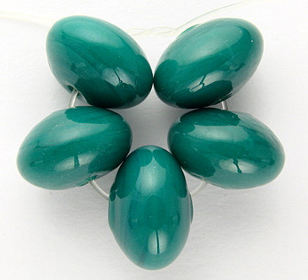 10 x Donut Glass Beads ~ 15x10mm ~ Opaque Teal