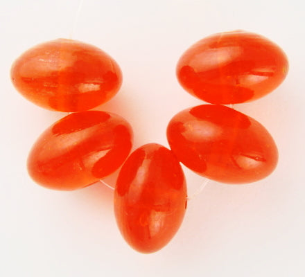 10 x Donut Glass Beads ~ 15x10mm ~ Transparent Orange
