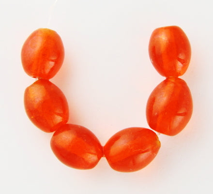 Oval Glass Bead ~ 9x11mm ~ Transparent Orange