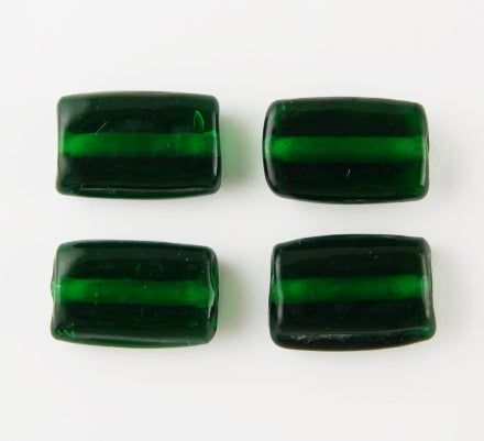 20 x Rectangle Glass Beads ~ 15x10mm ~ Transparent Dark Green