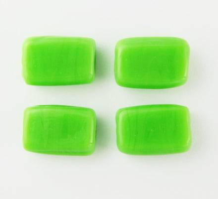 20 x Rectangle Glass Beads ~ 15x10mm ~ Bright Green
