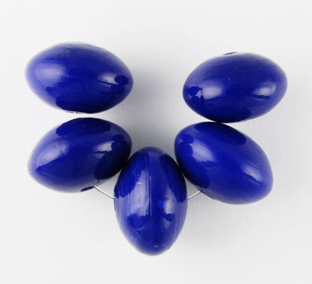 10 x Donut Glass Beads ~ 15x10mm ~ Opaque Sapphire