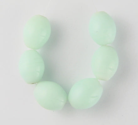 Oval Glass Bead ~ 9x11mm ~ Mint Alabaster