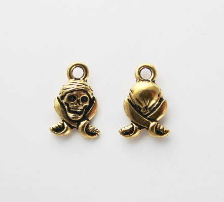 TierraCast Pirate Skull Charm ~ Antique Gold