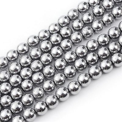 1 Strand of 4mm Non-Magnetic Hematite Beads ~ Silver Plated ~ approx. 100 beads