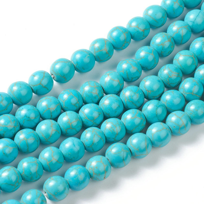 8mm Round Synthetic Turquoise Beads ~ Approx. 48 beads/string