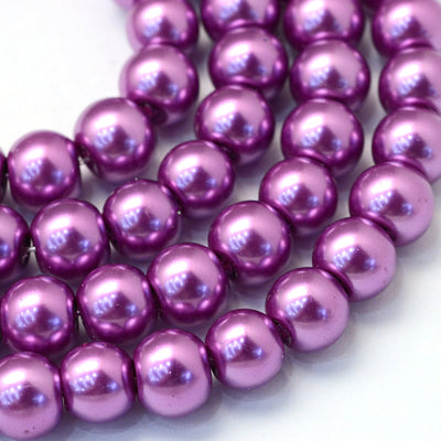 1 Strand of 8mm Round Glass Pearls ~ Orchid ~ approx. 105 beads