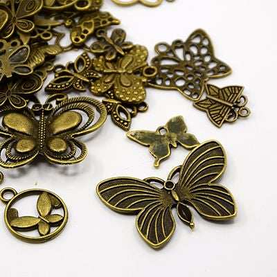 Tibetan Style Assorted Butterfly Charms and Pendants ~ Antique Bronze ~ 50g