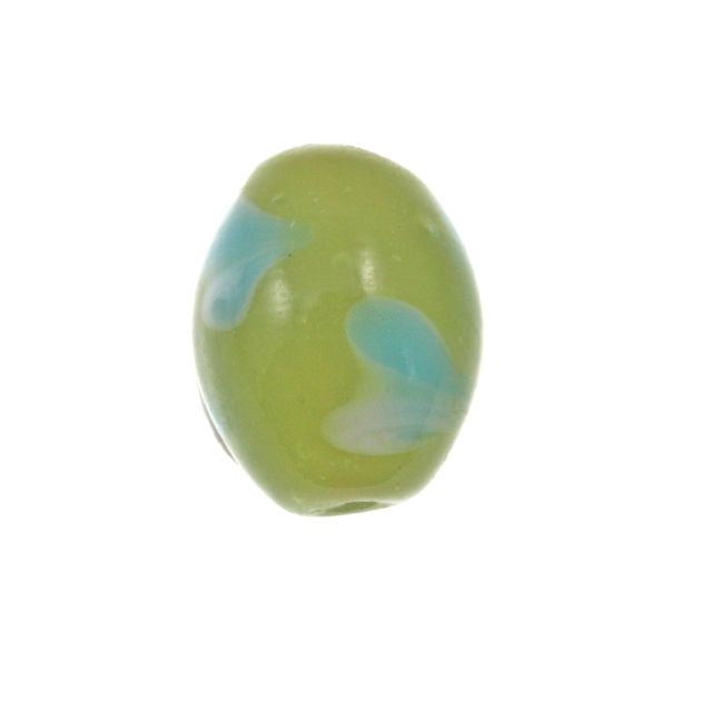 Heart Spots Glass Beads ~ Oval ~ Peridot ~ Bag of 6