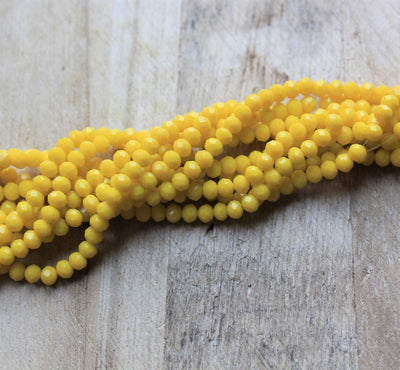 3.5x3mm Faceted Glass Rondelle Beads ~ Opaque Yellow ~ 150 beads/strand