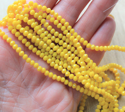 3.5x3mm Faceted Glass Rondelle Beads ~ Opaque Yellow ~ 150 beads/strand