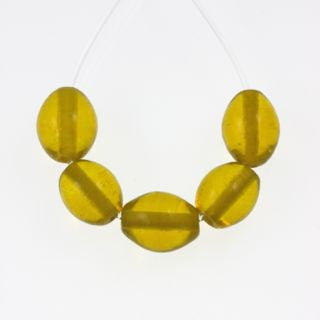 Oval Glass Bead ~ 9x11mm ~ Transparent Lemon