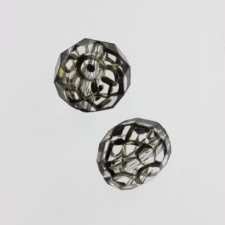 10 x Facet-Net Glass Beads ~ Faceted Donut ~ Black