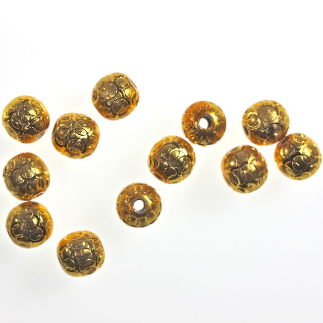20 x Golden Plated Handcrafted Round Bead ~ Spirals ~ 8mm