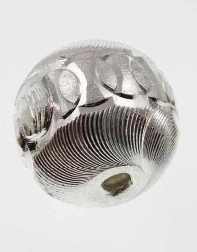 Silver Plated Handcrafted Round Bead ~ Spiral & Fan ~ 8mm ~ Pack of 10