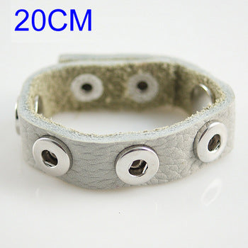 Real Leather Snap Bracelet ~ Grey ~ Fits MINI Snap Buttons
