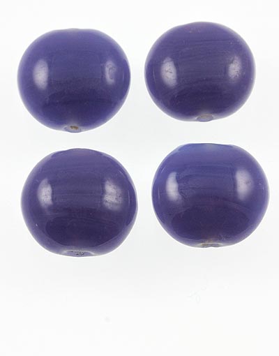 20 x Lentil Glass Beads ~ 15mm ~ Blueberry