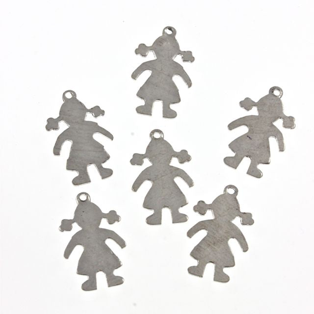 40 x Little Girl Silver Metal Charms