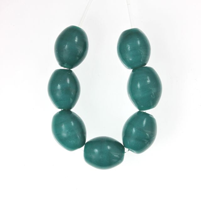 Oval Glass Bead ~ 9x11mm ~ Opaque Teal