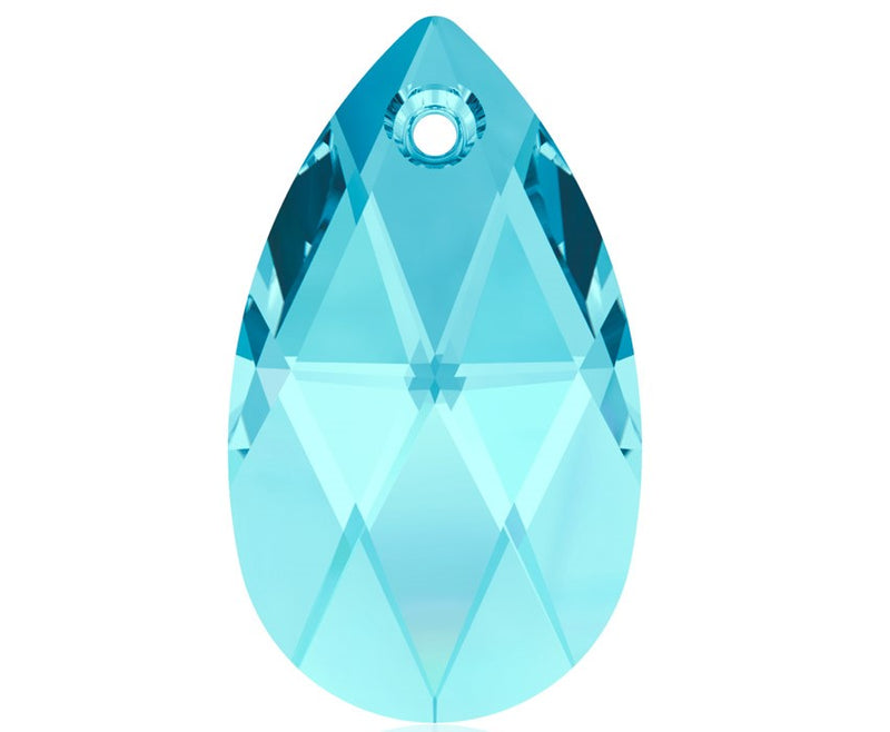 Swarovski Crystal Pear Pendant ~ 16mm ~ Aqua