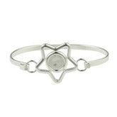 Bangle with Star & 10mm Cup for Cabochon  ~ Silver Plated