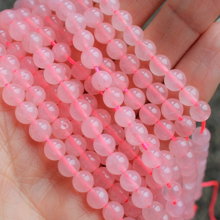 8mm Round Natural Rose Quartz Beads ~ approx. 24 beads - strand