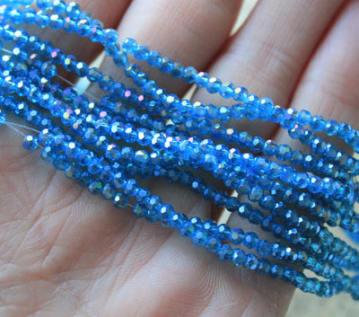 2mm Round Faceted Glass Beads ~ Teal AB ~ approx. 200 beads / string