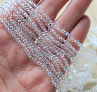 3x2mm Faceted Glass Rondelle Beads ~ Crystal Clear ~ approx. 165 beads