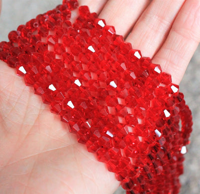 6mm Glass Bicones ~ Red ~ 45 beads/string