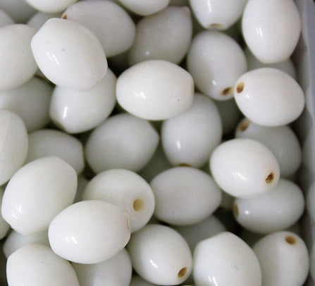 Oval Glass Bead ~ 9x11mm ~ White