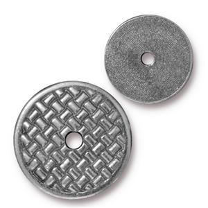 TierraCast 3-4" Woven Disk ~ (1 central hole) Antique Pewter
