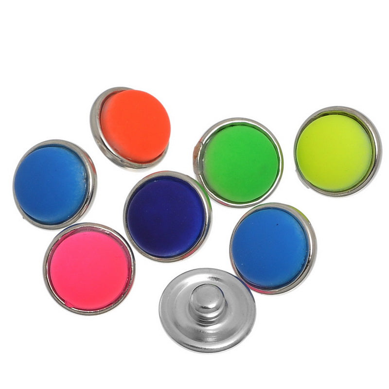 6 x Resin MINI Snap Buttons ~ 12mm ~ Bright Colours (Mixed)