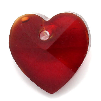 Glass Heart Pendant ~ Red ~ 10mm