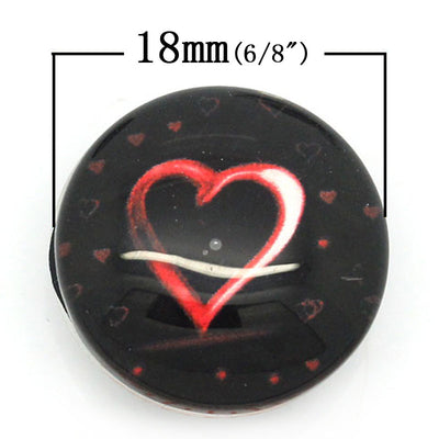 Heart Print Snap Button ~ 18mm