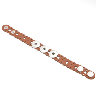 Wave Lace Snap Button Bracelet ~ Coffee ~ 24cm long