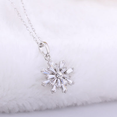 18K White Gold Plated Chain Necklace with White Zircon ~ 45.5cm