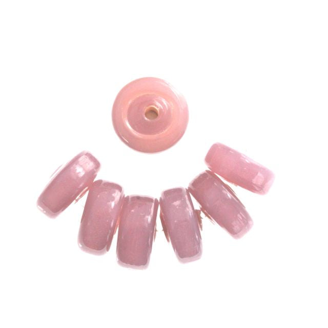 20 x Washer Glass Beads 12mm ~ Pink