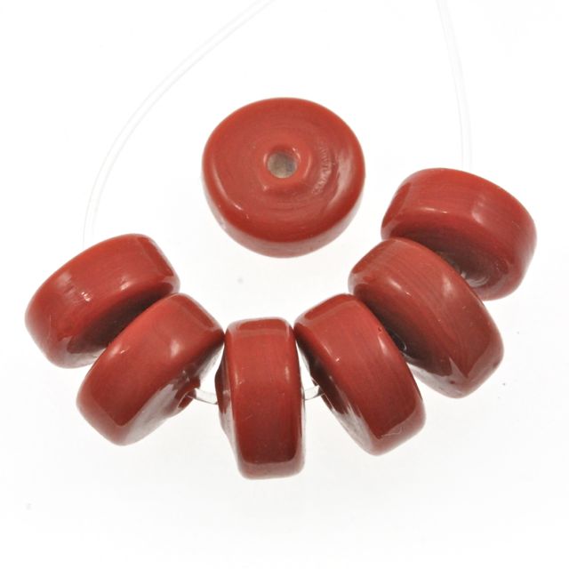 20 x Washer Glass Beads 12mm ~ Terracotta Brown