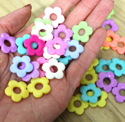 mixed acrylic flower beads