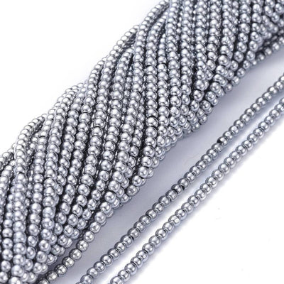 2.5mm Round Electroplated Glass Beads ~ Silver Plated ~ approx. 170 beads/string