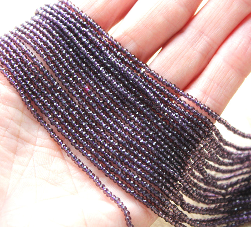 2mm Round Faceted Glass Beads ~ Purple ~ approx. 180 beads / string