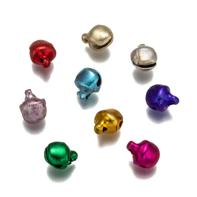 8x6mm Metal Bell Charms ~ Mixed Colours ~ Pack of 20
