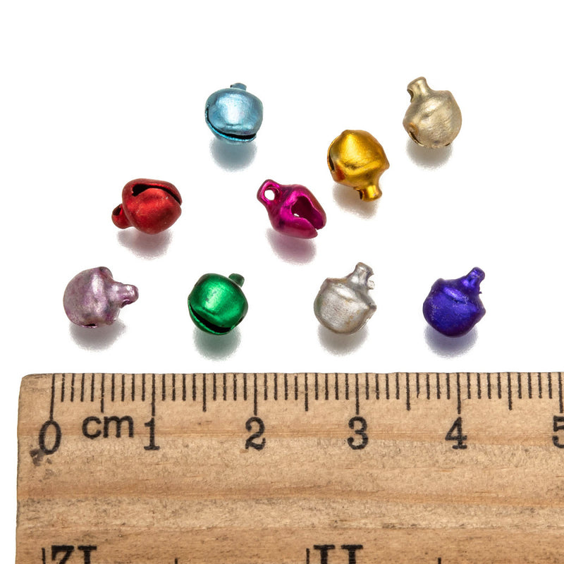 8x6mm Metal Bell Charms ~ Mixed Colours ~ Pack of 20