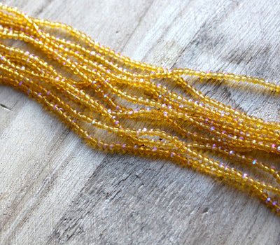 2.5x2mm Electroplated  Faceted Crystal Glass Rondelle Beads ~ Gold AB ~ 195 beads/strand