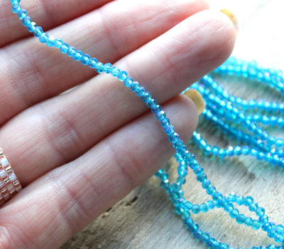 2.5x2mm Electroplated  Faceted Crystal Glass Rondelle Beads ~ Steel Blue AB ~ 195 beads/strand